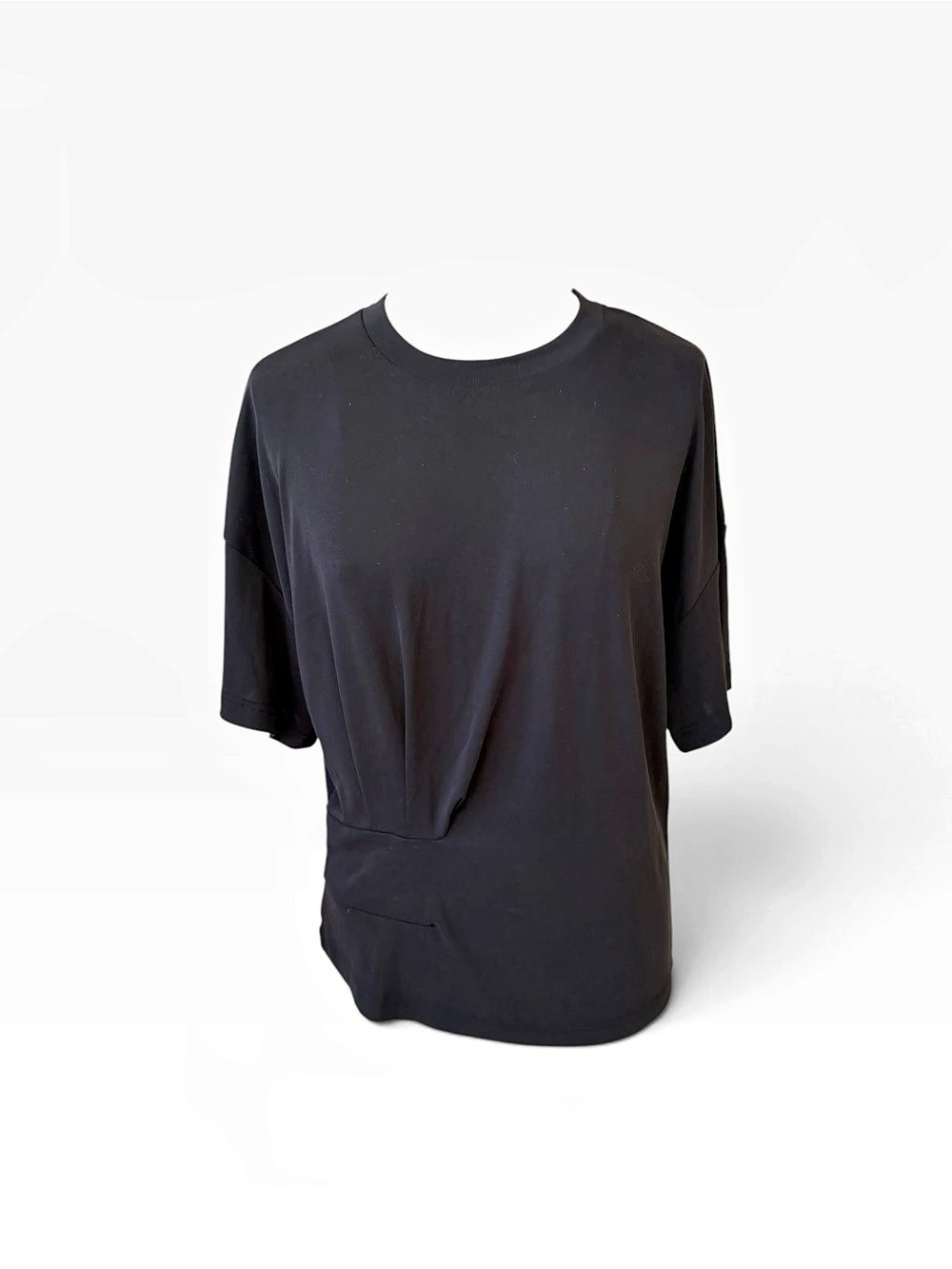OGL Asymmetrical Side Tucked Crewneck Black Short Sleeve Tee NWT XL Minimalist